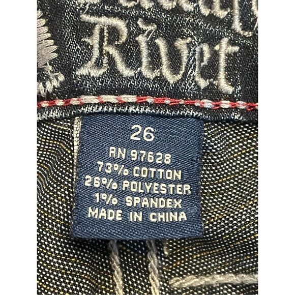 Antique Rivet Straight Jeans Size 26 Rhinestone Gothic Rock (2129) Read - Picture 10 of 10